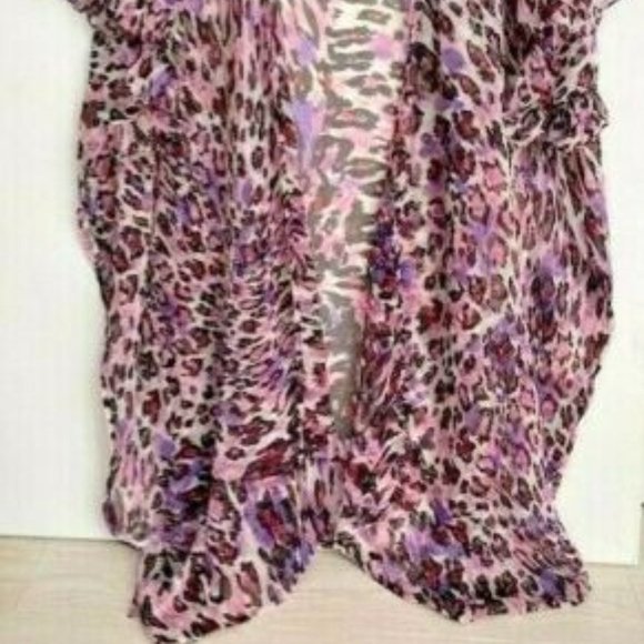 Betsey Johnson Leopard Chiffon Kimono Swim Cover - Picture 2 of 2